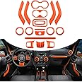 Opall 18PCS Full Set Interior Decoration Trim Kit Steering Wheel& Center Console Air Outlet Trim, Door Handle Cover Inner for Jeep Wrangler JK JKU 2011-2018 2 Door &4 Door (Orange)