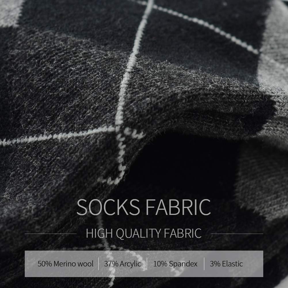 Men’s Merino Wool Socks,Dress Socks,Bonangel Winter Thermal Crew Socks,Solid Color & Argyle,Lightweight, Christmas Gift