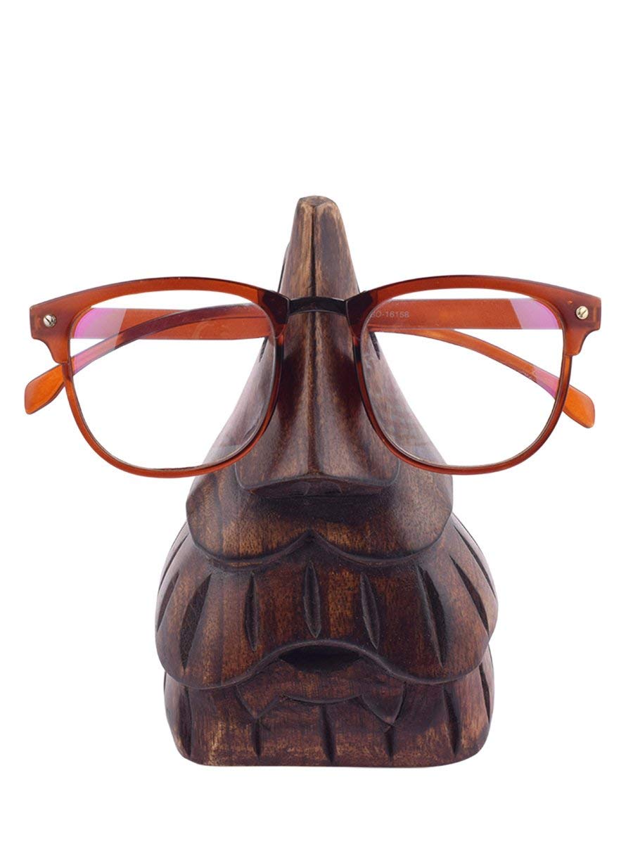 Ajuny Handcrafted Wooden Eyeglass Spectacle Holder - Handmade Buddha Design Eyewear Wood Display Stand, Specs Sunglasses Goggles Stand Organizer for Office Desk Home Decor Gifts