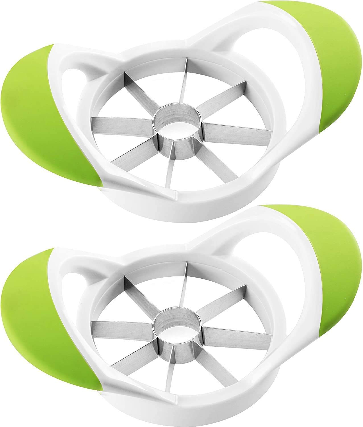 KICHLY Apple Slicer - Corer - Divider - Wedger - Cutter Tool with Easy Grip - 100% Rust Resistant, 8 Blades (Pack of 2)