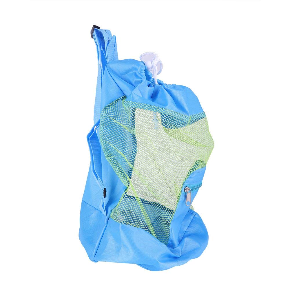 Fdit Kids Mesh Drawstring Backpack/Portable Large Mesh Beach Bag for Pool Toys Balls,Soccer Ball, Water Sports, Beach Cloth, Swimming Gears(blue)