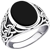 555Jewelry Stainless Steel Rings Men Vintage Silver Rings for Men Turquoise Black Onyx Signet Ring Pinky Ring for Men Biker Wedding Jewelry Gothic | US Size 8-13