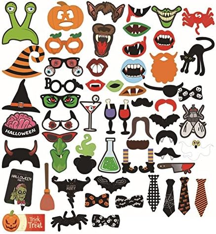 59pcs Funny Halloween Photo Booth Props DIY Kit Party Supplies by Urwonder