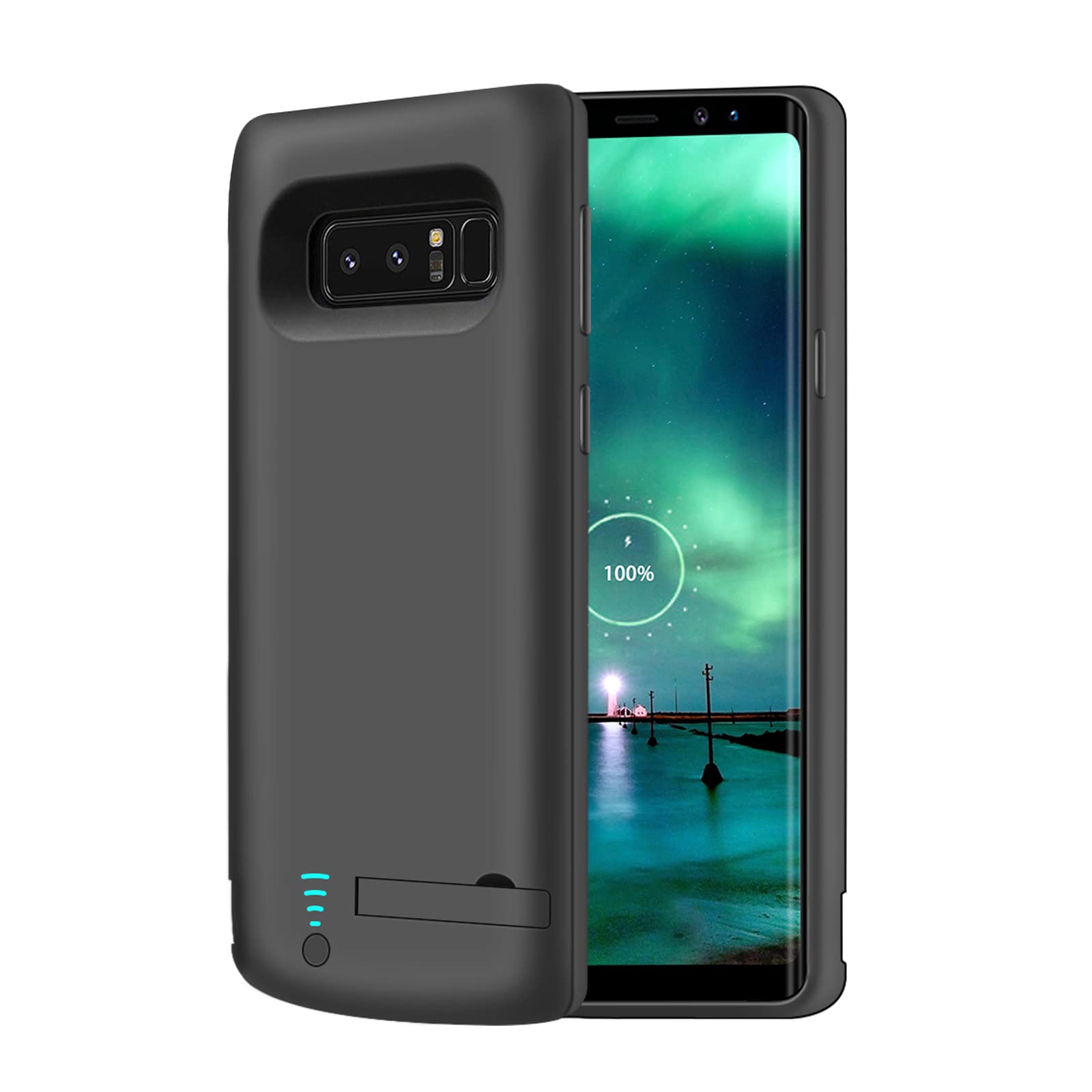 Battery Case for Samsung Galaxy Note 8, 6500mAh Rechargeable Extended Battery Charger with S-Pen Hole (Black)