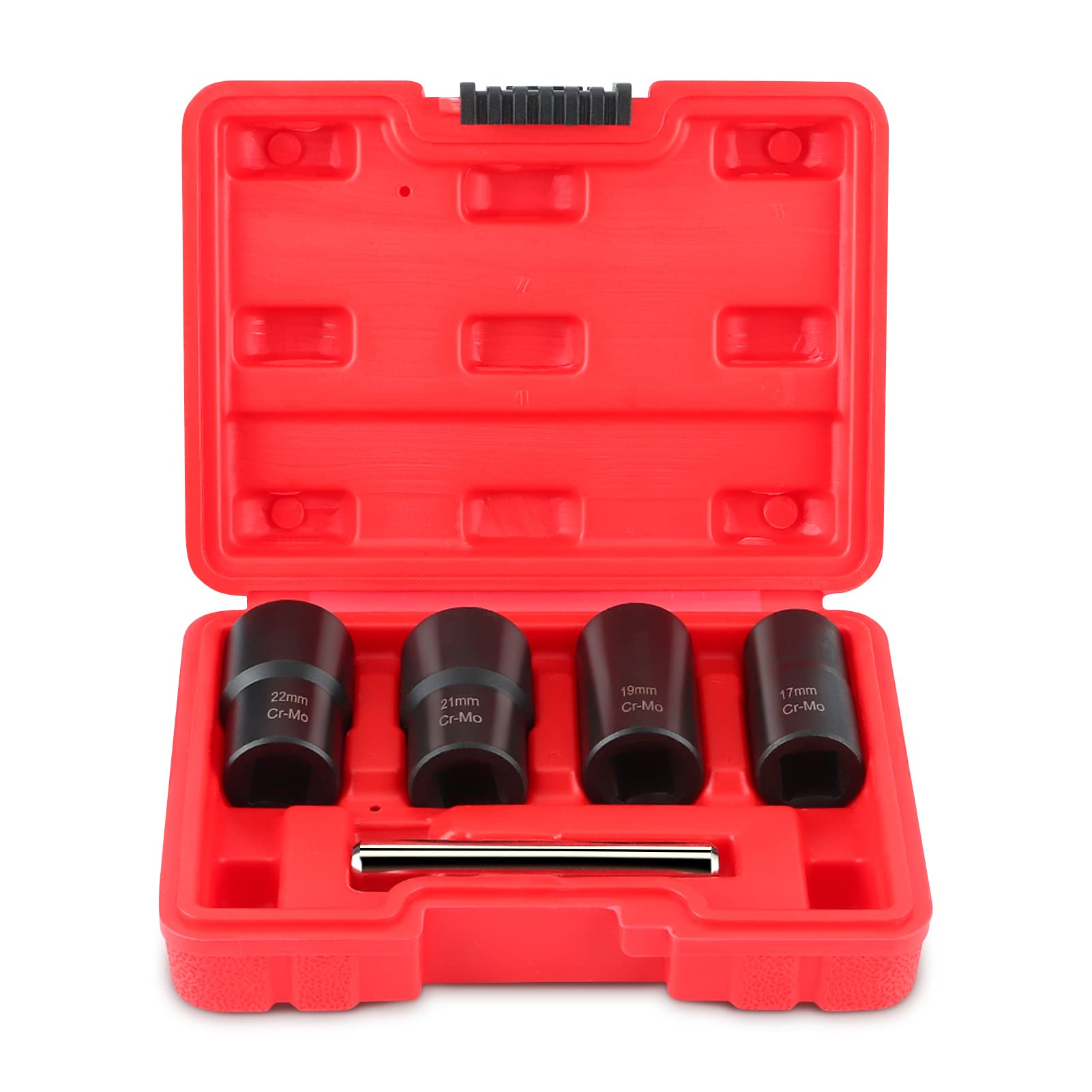 5-Piece Twist Socket Set, 1/2 Inch Drive Locking Wheel Nut Removal Tool, Damaged Bolt Extractor Set with Storage Box