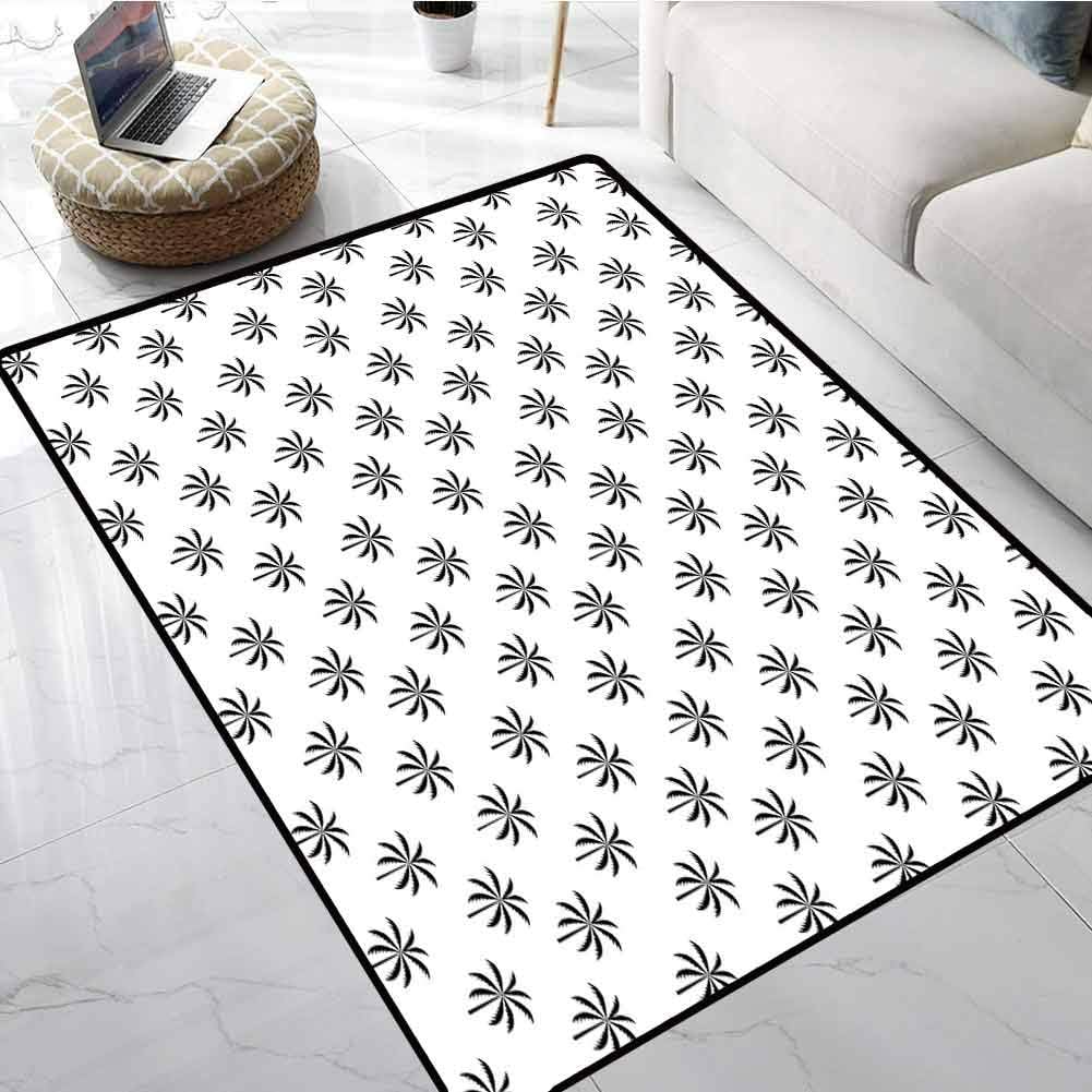 Palm Tree Rugs Stylized Black Coconut Trees Exotic Grassland Rainforest