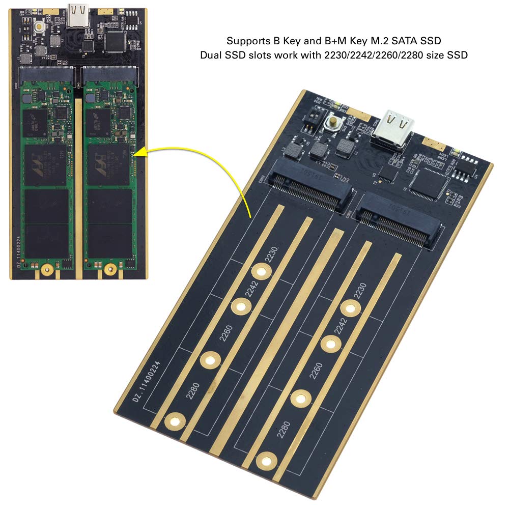 Accessories Tdbt Dual Bay M 2 Sata Ssd Raid Enclosure Usb 3 1 To 2x M 2 Sata Raid Adapter 10gbps Usb C To M 2 Ngff Sata Ssd Aluminum Enclosure Supports Raid 0 Raid 1 Jbod Span Not For