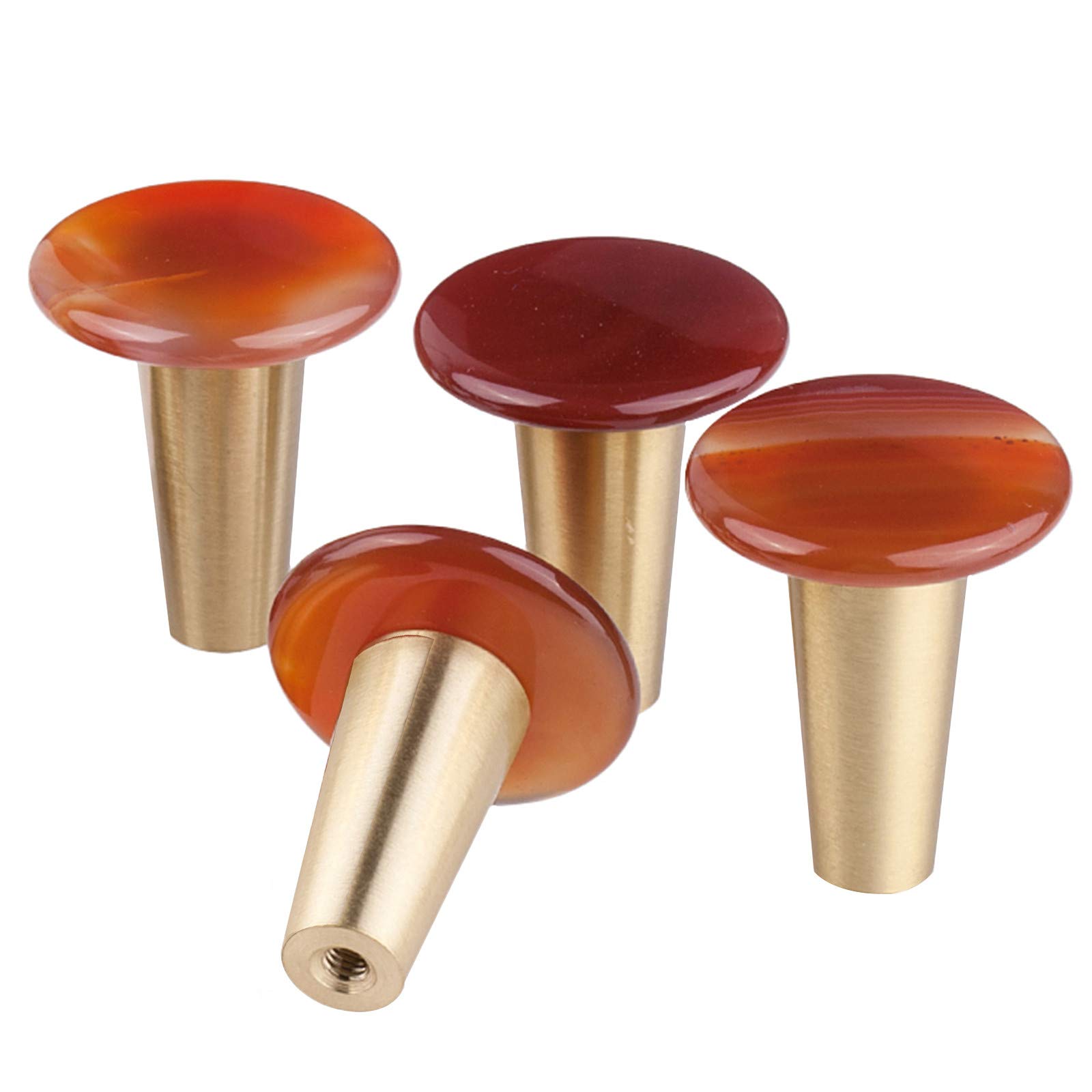 mookaitedecor Set of 4 Carnelian Round Crystal Cabinet Knobs with Screws, 30mm Orange Crystal Stone Drawer Knobs Handles Pulls for Cupboard Wardrobe Kitchen Decorative Brass Knobs Calendar Wall Hanger