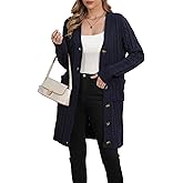 Womens Cardigan Sweaters Cable Knit Cardigan 2025 Fall Winter Button Down Sweater with Pockets