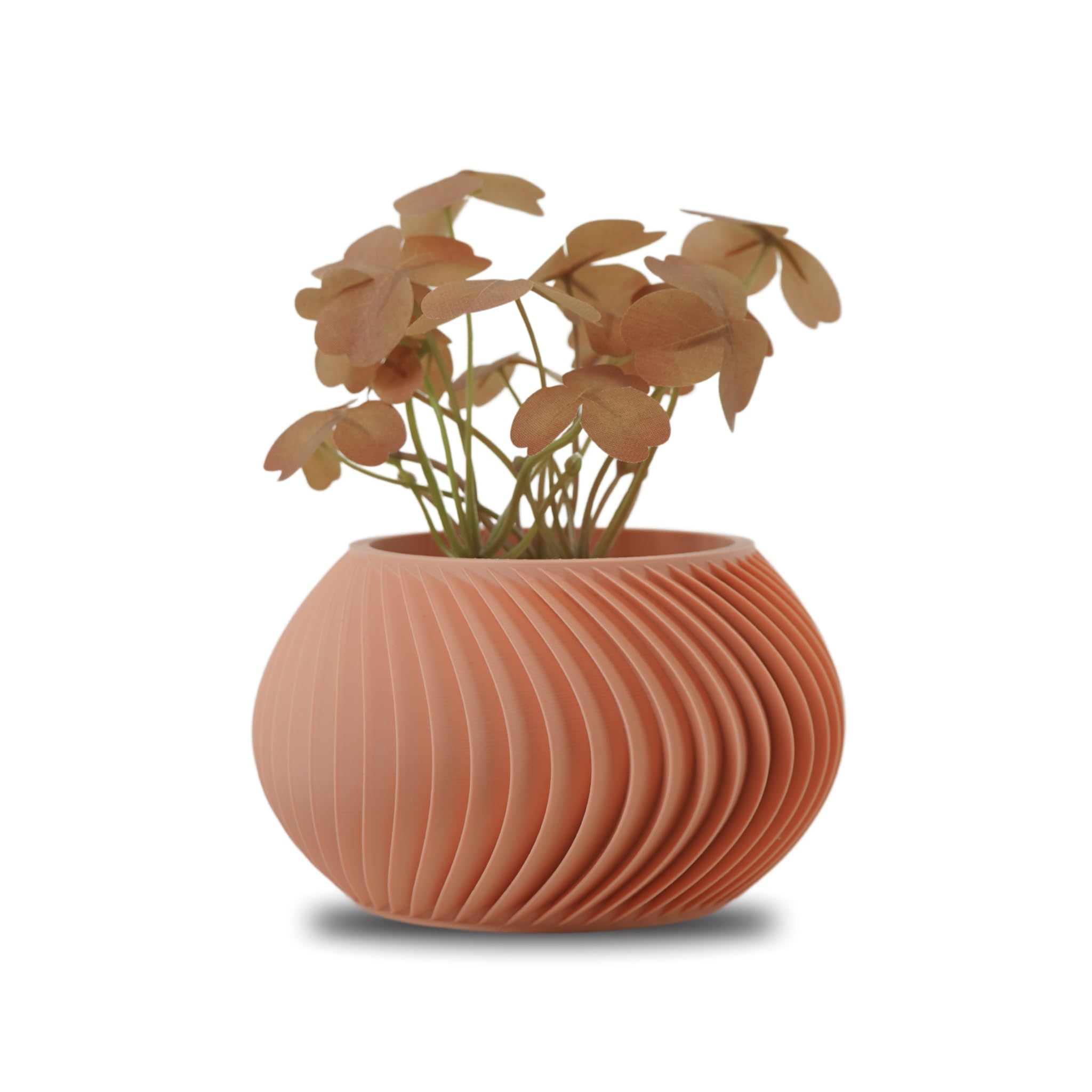 Koala Studio Céleste - Indoor Decorative Pot for Synthetic Plants, Succulents & Cacti - Original Small Mini Plant Pot for Home and Living Room (Pastel Red)