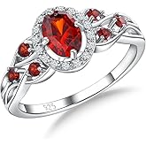 CAIDIKA 925 Sterling Silver Celtic Knot Engagement Ring for Women Moissanite/Cubic Zirconia Inlaid Oval Shaped Birthstone Rings Cocktail Wedding Birthday Jewelry(with Box)