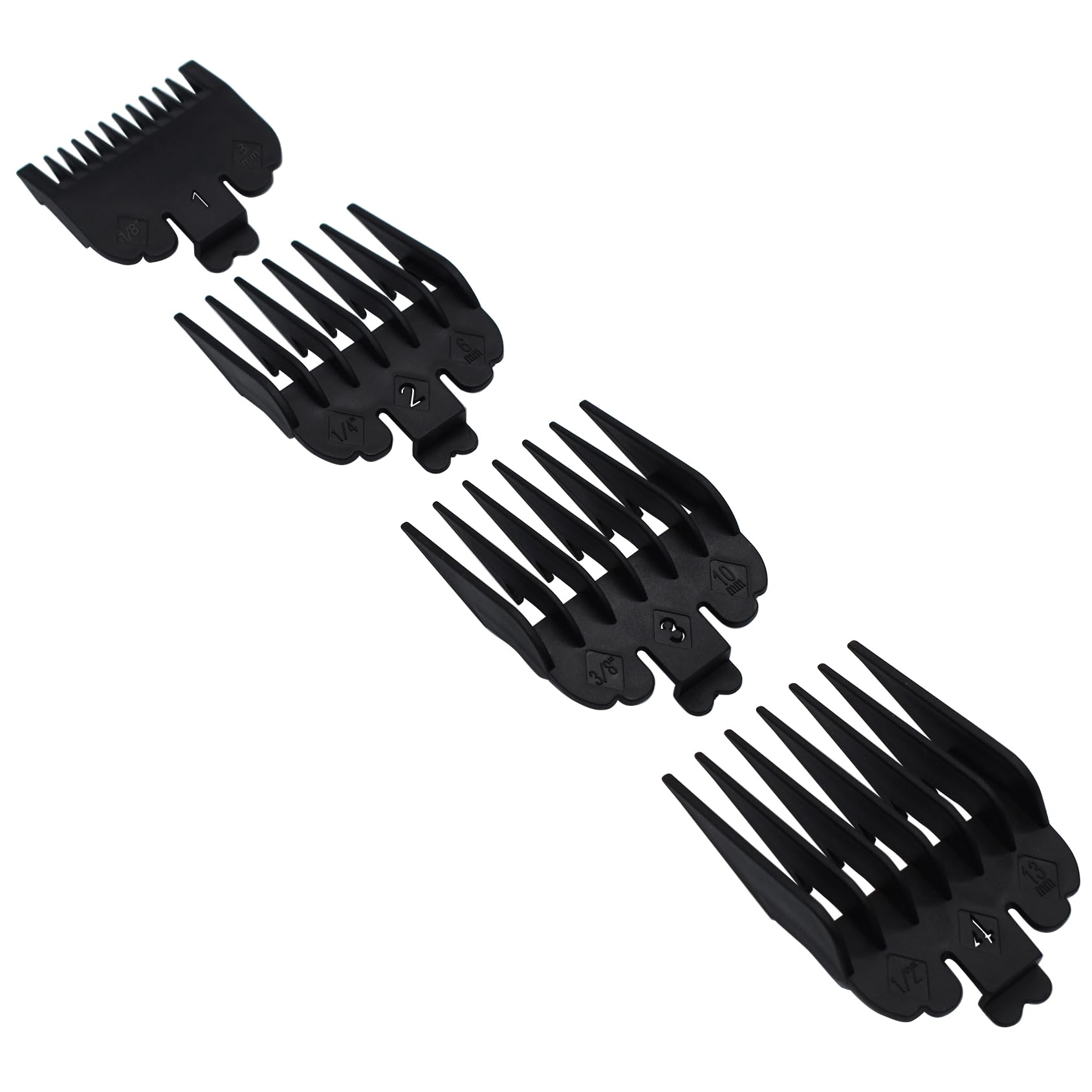 Professional Hair Clipper Attachment Combs Set, Black Nylon Guard Guide Combs Compatible with Wahl Standard Full-Sized Magic Clip Super Taper 8148/8504/1919/8591 Hair Clippers (4)
