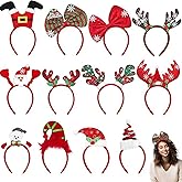 MNKXL 12PCS Christmas Headbands for Adults Bulk,Xmas Headwear Party Favors for Women,Santa Hat Headband