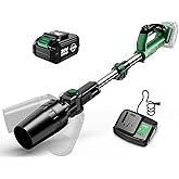 KIMO Leaf Blower for Gutters, 310000RPM, 37Inch Telescopic Pole, 750CFM 280MPH, 3 Speeds w/Smart Panel, Lightweight 2.5Lb, 4.0Ah Battery Operated Leaf Blower Cordless Leaf Blowers Gutter Cleaning Tool