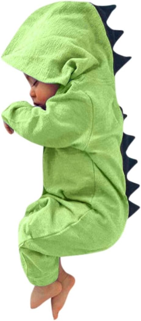 Newborn Infant Baby Baby Boys Girls Dinosaur Sleepsuits Pyjamas Kids Toddlers Onesie Pjs Romper Jumpsuit One (3-6 Months, Long Sleeves-Green)