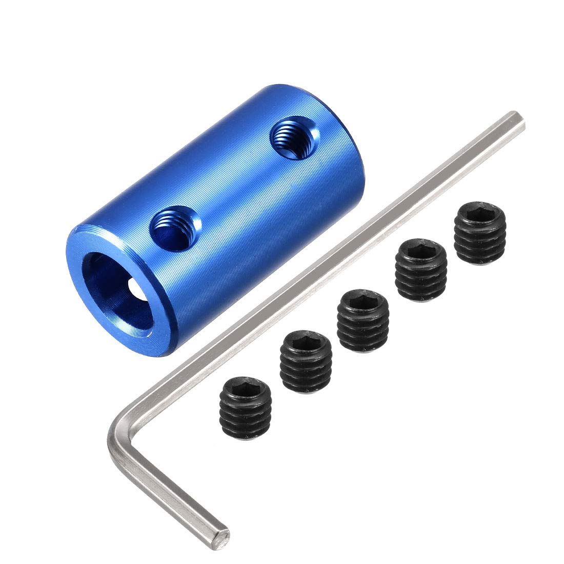 sourcingmap 4mm to 8mm Bore Rigid Coupling Set Screw L25XD14 Aluminum Alloy,Shaft Coupler Connector,Motor Accessories,Blue w Wrench
