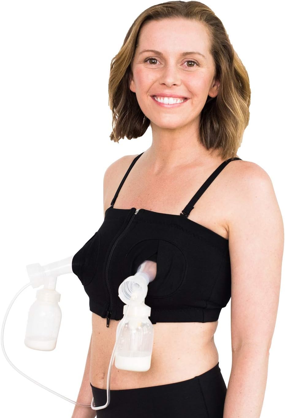 Simple Wishes DLITE Hands Free Pumping Bra, USA Company, Comfortable, Adjustable, Supportive (Black XS-L, 2-Pack)
