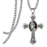 Serenity Prayer Necklace 925 Sterling Silver Praying Hands Jesus Catholic Necklace Sobriety Serenity Prayer Gifts for Men Women