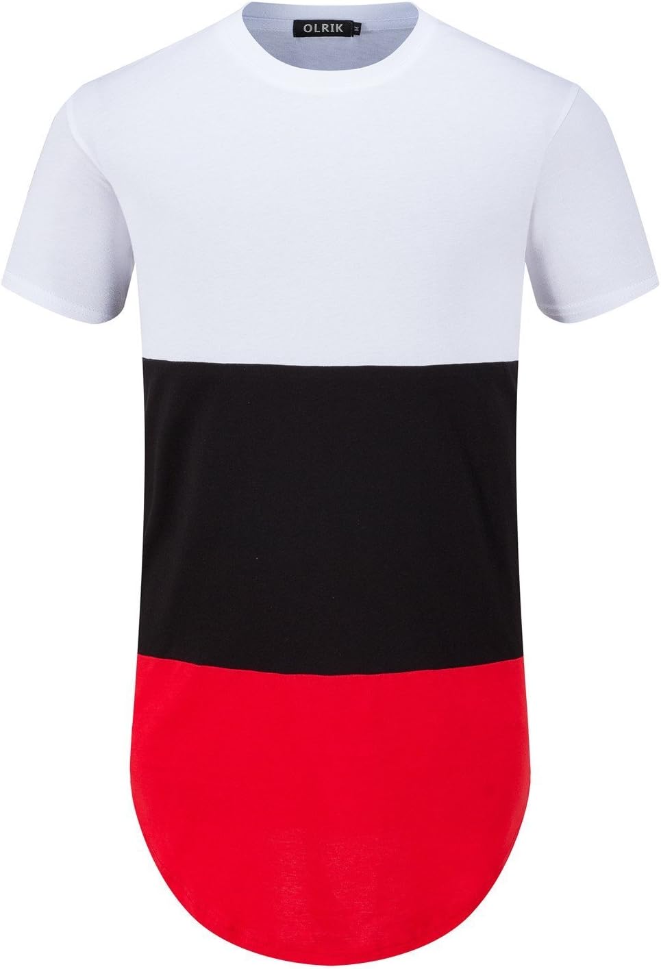 OLRIK Men's Hipster Hip Hop Plus Longe Short Sleeve Hit Colour Side Zipper T Shirt