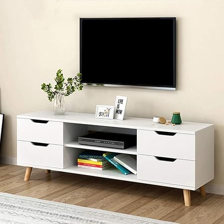 White Tv Stand Media Console Entertainment Center Multifunctional Tv Storage Cabinet Media Console With Storage Shelf Simple Tv Cabinet Entertainment Center Cabinet For Living Room Office Storage Unit Amazon Co Uk Kitchen Home