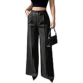 NRTHYE Business Casual Pants for Women High Waisted Straight Wide Leg Work Trousers Dress Suit Pants with Pockets