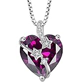 STARCHENIE Heart Birthstone Necklace for Women 925 Sterling Silver Star Heart Pendant Jewelry Gift for her