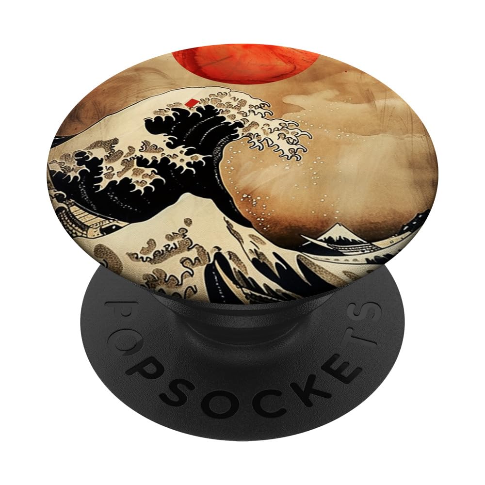 Jaanese Great Wave Art Sunset PopSockets Swappable PopGrip