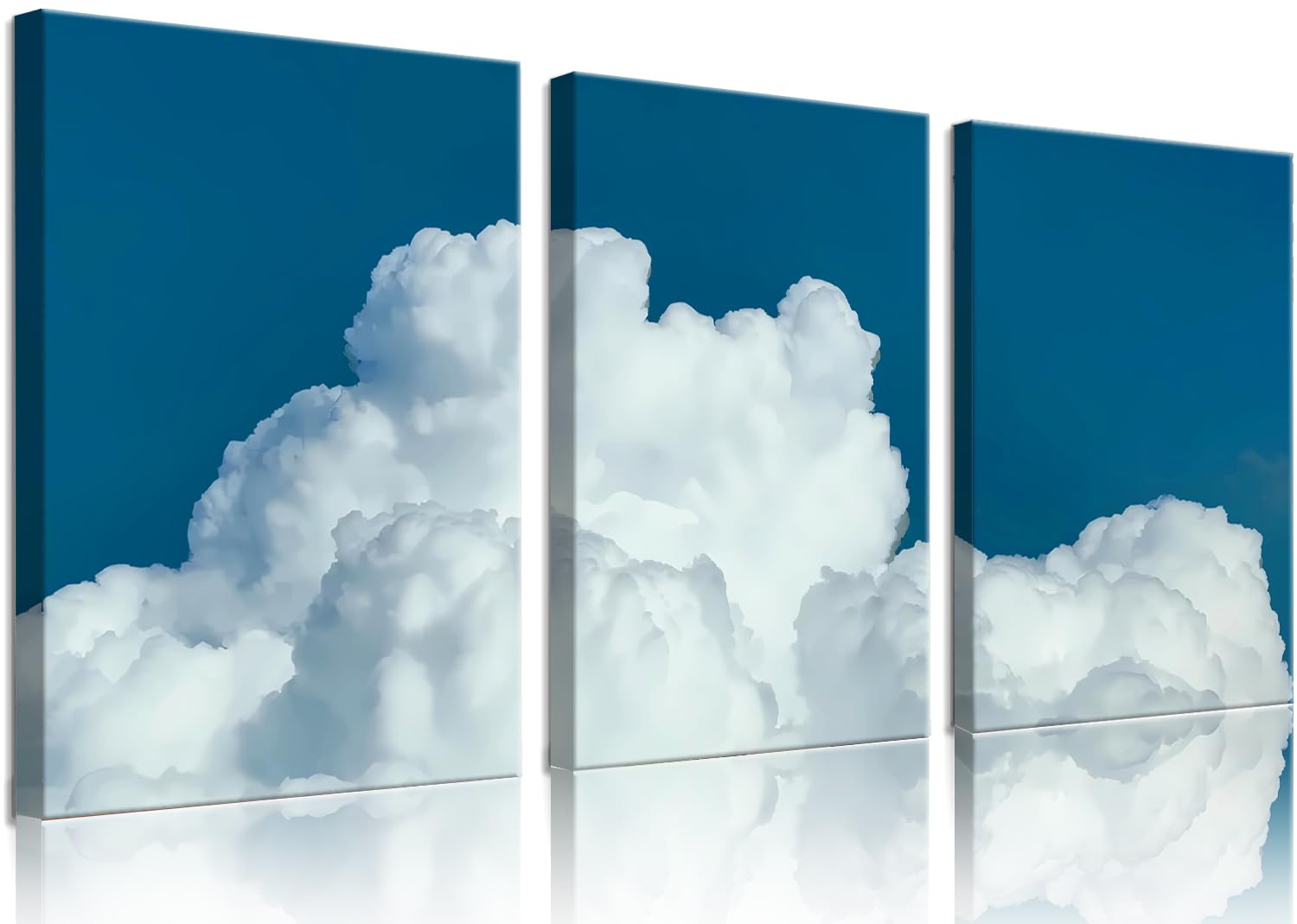 Framed White Clouds Canvas Wall Art Set?Blue Sky White Clouds Art Print ...