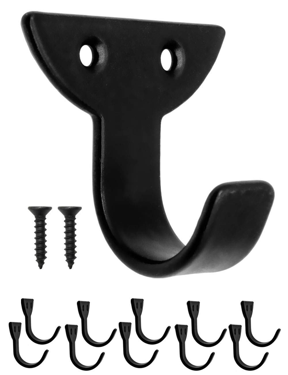 Fuxxer® Classic Iron Hooks, Picture Hooks, Wall Hooks, Set of 10, Black