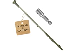 DETII 5/16 x 12 inch Long Timber Screws,Heavy Duty Exterior Lag Bolts with Hex Head, Structural Wood Screws for Deck, Fence, Landscape & Gazebo,Rust-Resistant Green Coated, Sample Pack 6pcs