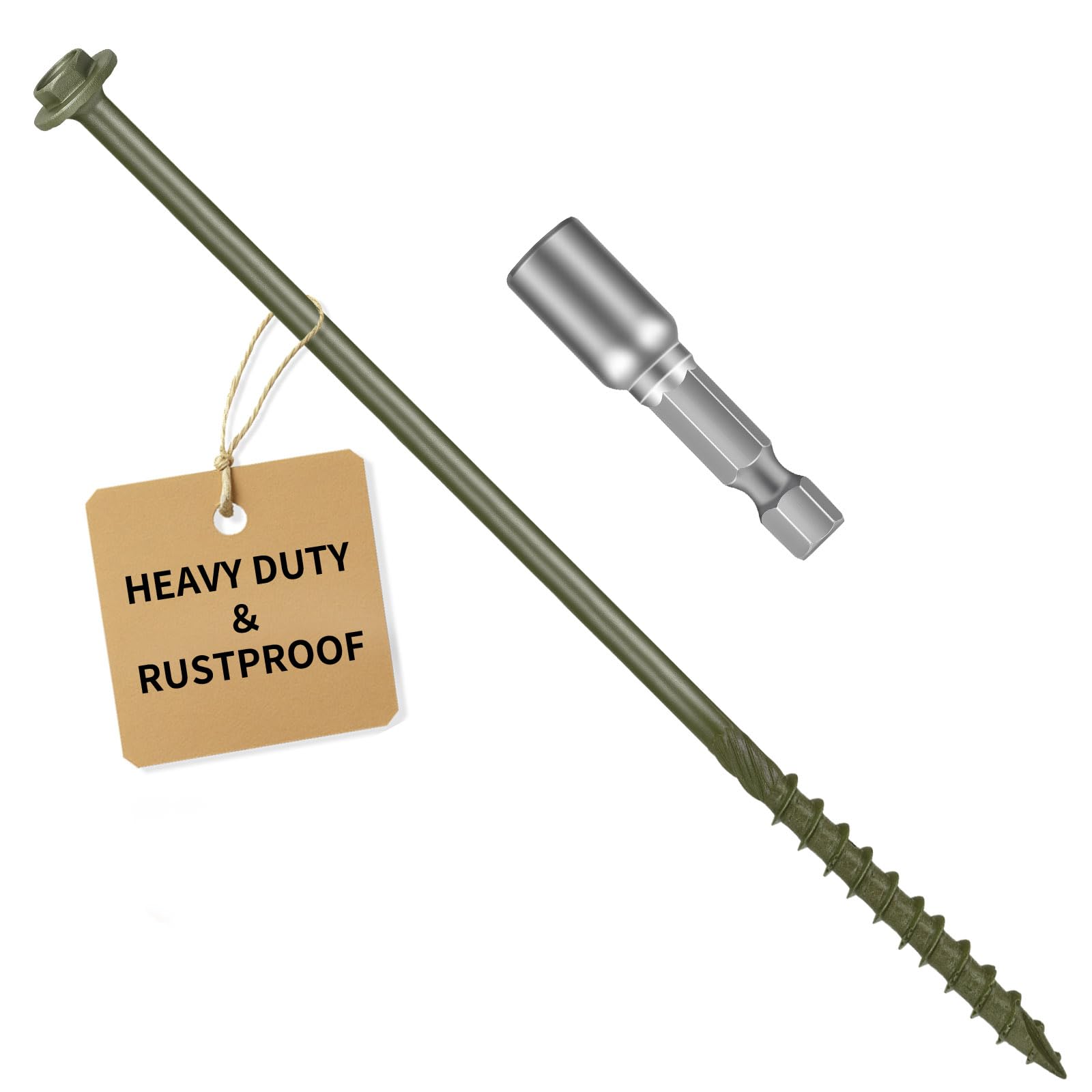 Photo 1 of ****MISSING PIECES*16 PIECES INCLUDED***5/16 x 14 inch Long Timber Screws,Heavy Duty Exterior Lag Bolts with Hex Head, Structural Wood Screws for Deck, Fence, Landscape & Gazebo,Rust-Resistant Green Coated (25pcs)***MISSING PIECES*16 PIECES INCLUDED***