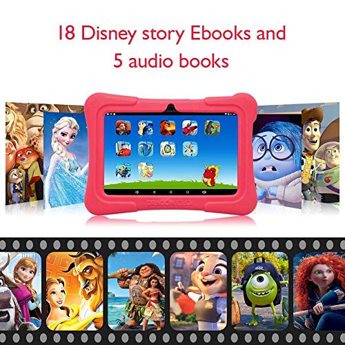 Dragon Touch Y88X Plus Kids Tablet 16 GB 2019 Edition, 7 inch HD IPS Display Touchscreen Kidoz Pre-Installed with All-New Disney Content - Red