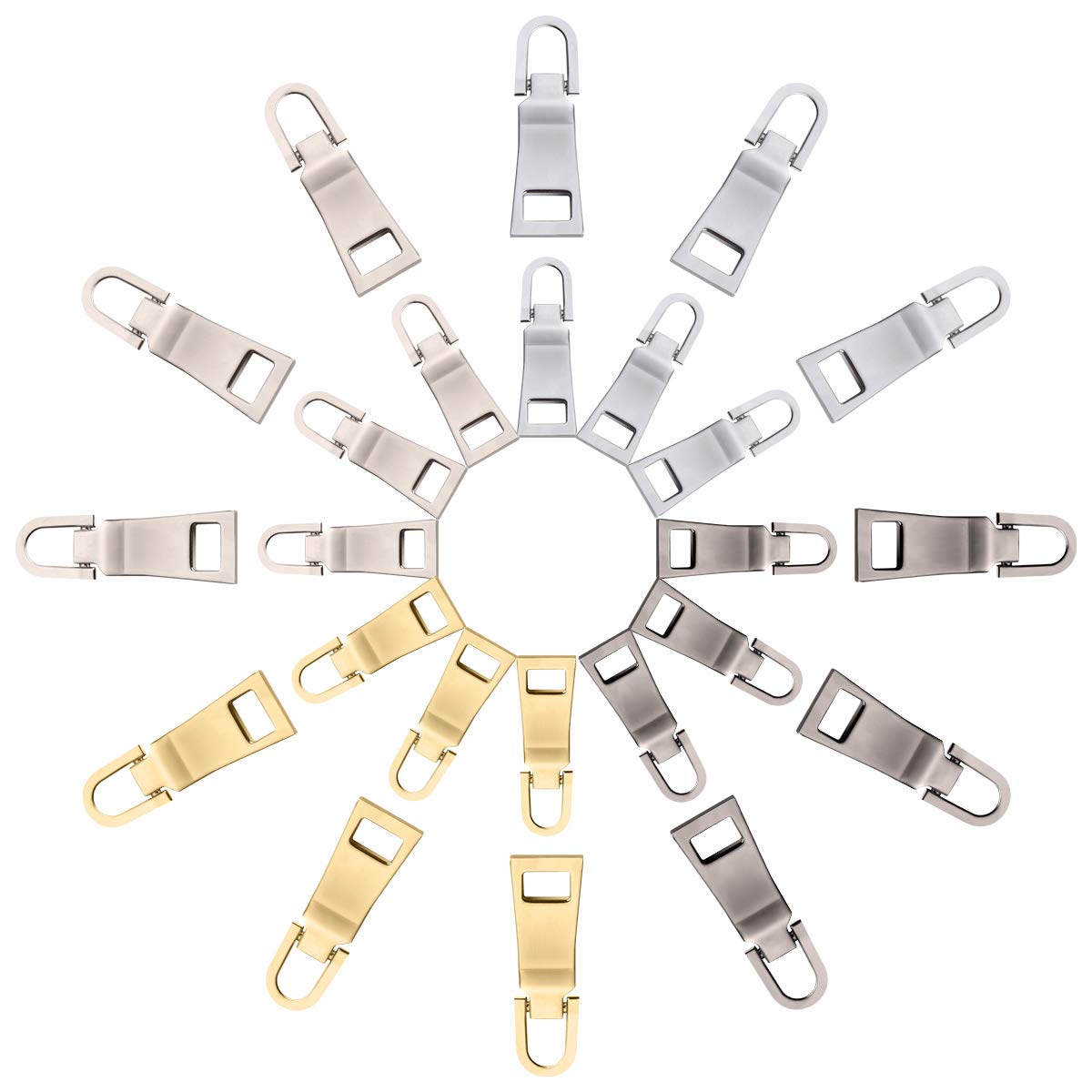 Hotgod 24Pcs（2 Sizes, 4 Colors）Zipper Pull Tabs Replacement Heavy Duty