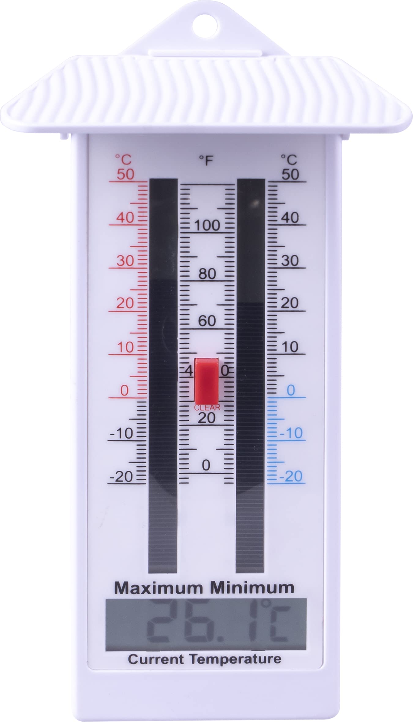 St Helens Home and Garden Minimum and Maximum Easy to Read Thermometer Recorder With Roof For Greenhouse, School, Weather Stations,