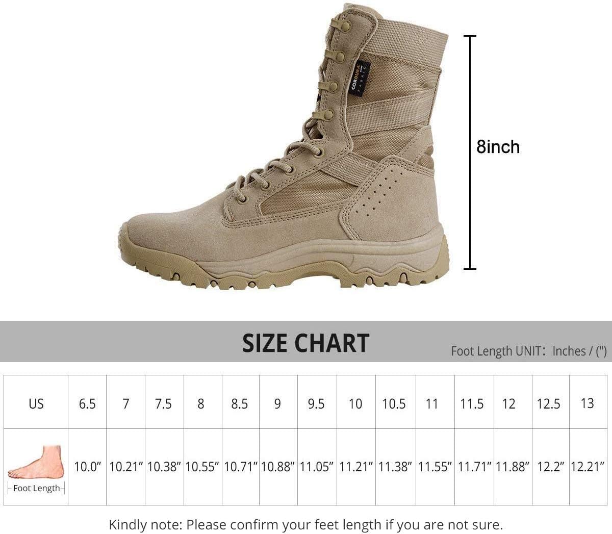 FREE SOLDIER Men’s Tactical Boots 8 Inches Lightweight Combat Boots Durable Suede Leather Military Work Boots Desert Boots: Sports & Outdoors