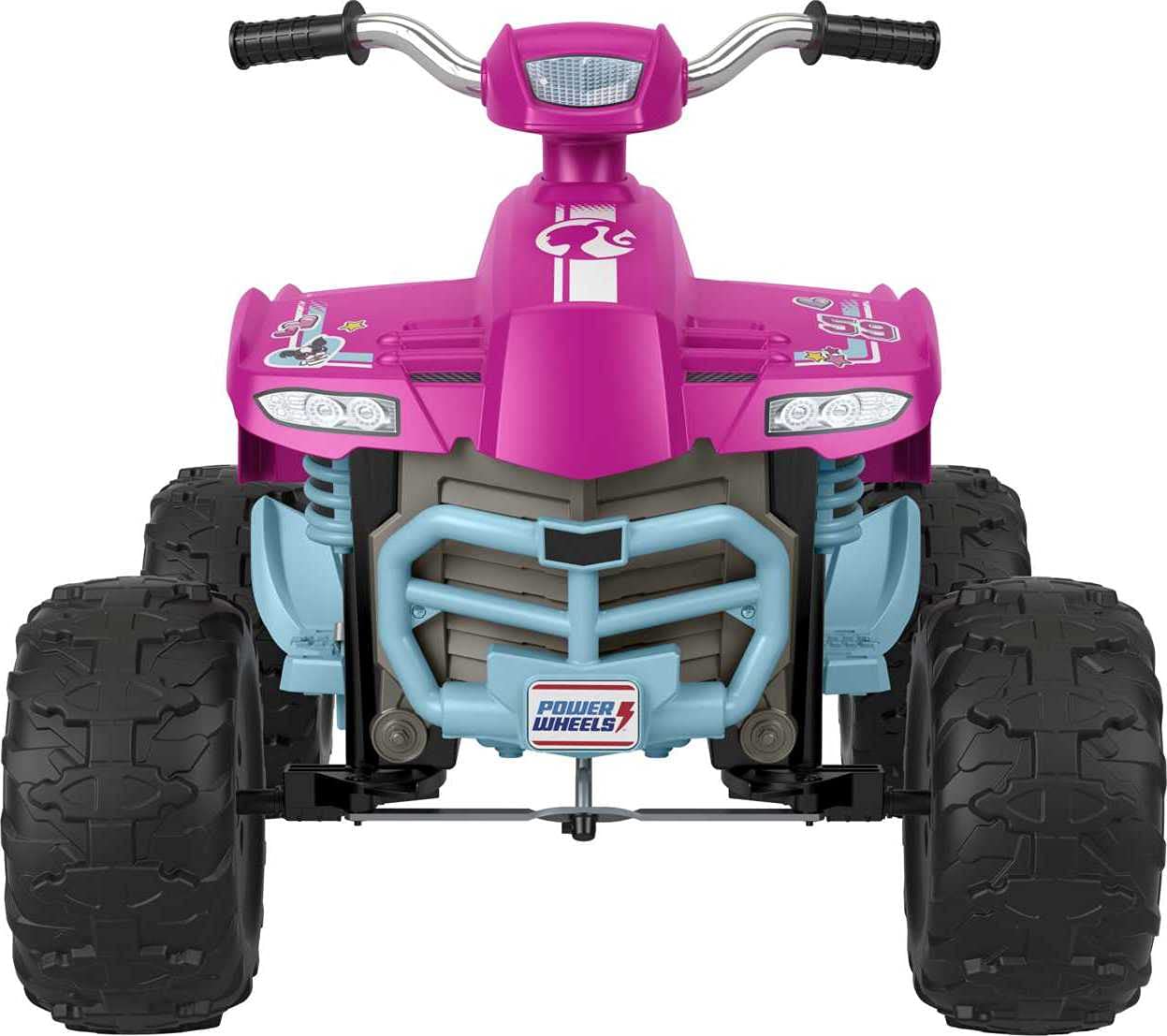 Power Wheels Barbie Pink Racing ATV, 12-V battery powered ride-on vehicle for preschool kids ages 3-7 years