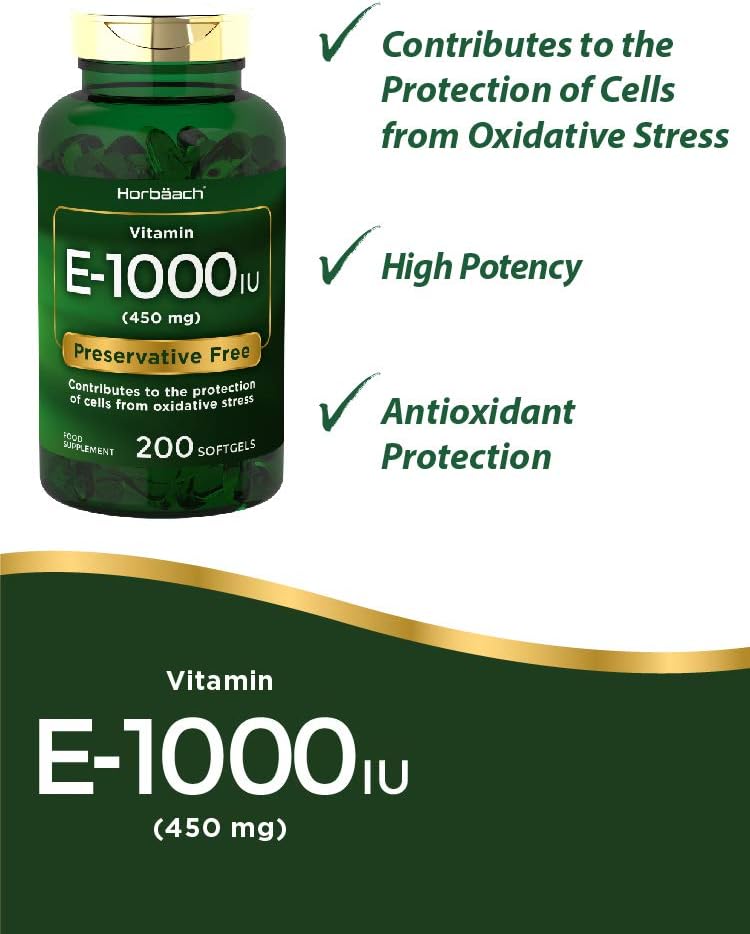 Vitamin E Capsules High Strength 1000iu, 200 count (Pack of 1) - Image 3