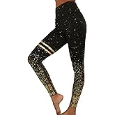 BBY Women's High Waisted Yoga Pants 7/8 Length Leggings with Black foil Stamping