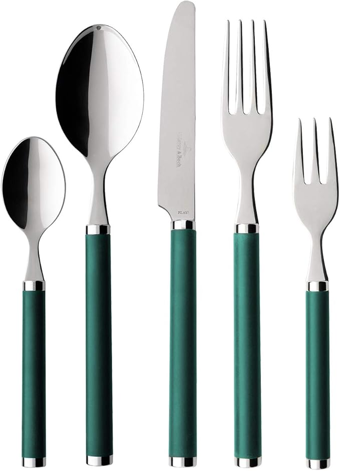 Villeroy & Boch Play! Green Garden 30 Piece Cutlery Set, Stainless Steel Cutlery With Green
