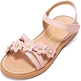 PANDANINJIA Girls Sandals Toddler Little Big Kids Kid Cute Open Toe Flats Dress Sandals Mona Summer Shoes