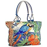 Tropical Jungle Macaw Parrot Oversized Ladies Shoulder Tote Bag