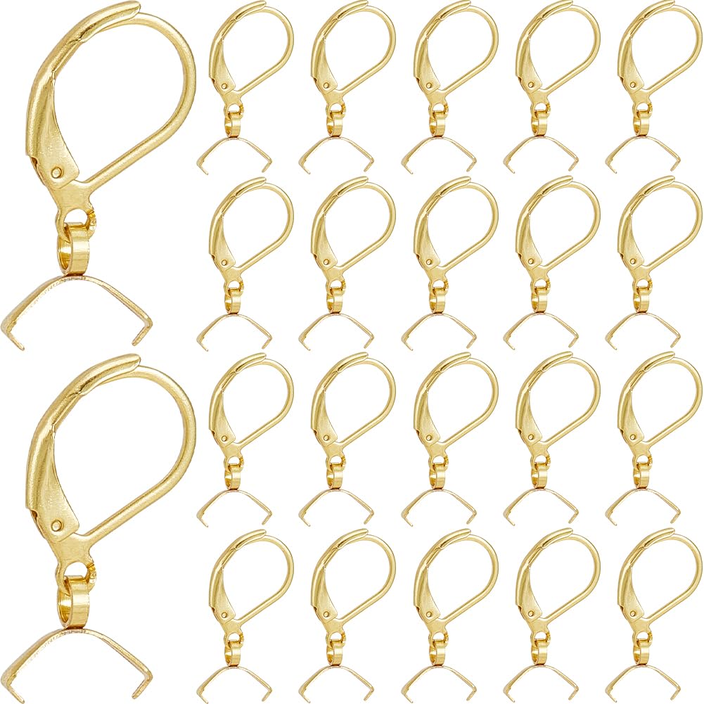 SOFPLATE 1 Box 60Pcs Stainless Steel Earring Hooks Gold Earring Findings Bulk Huggie French Lever Back Ear Wires with Pinch Bails Clasp Earring Hooks for jewellery Making Supplies DIY Beginner Women