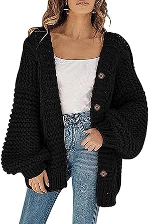 black chunky cardigan plus size