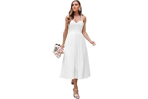 Tea Length Satin Aline Wedding Dress for Bride Pleated Midi Spaghetti Straps Bridal Shower Dress Prom Gown