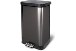 Glad 20 Gallon / 75.5 Liter Extra Capacity Stainless Steel Step Trash Can with CloroxTM Odor Protection, Pewter
