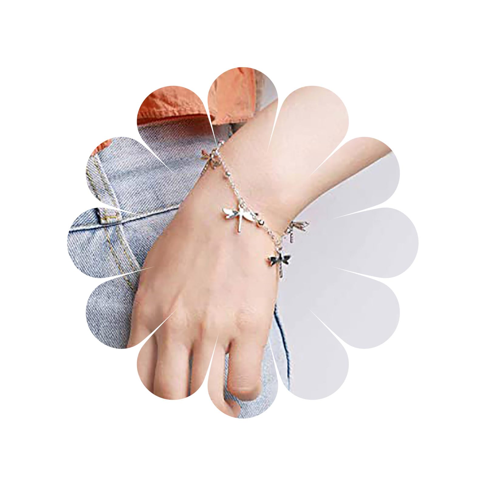 TseenYi Dragonfly Chain Line Bracelets Dragonfly Tassel Bracelets Fashion Adjustable Beads Bracelet Jewelry for Women and Girls Gifts Birthday Valentine's Day Christmas（Silver）