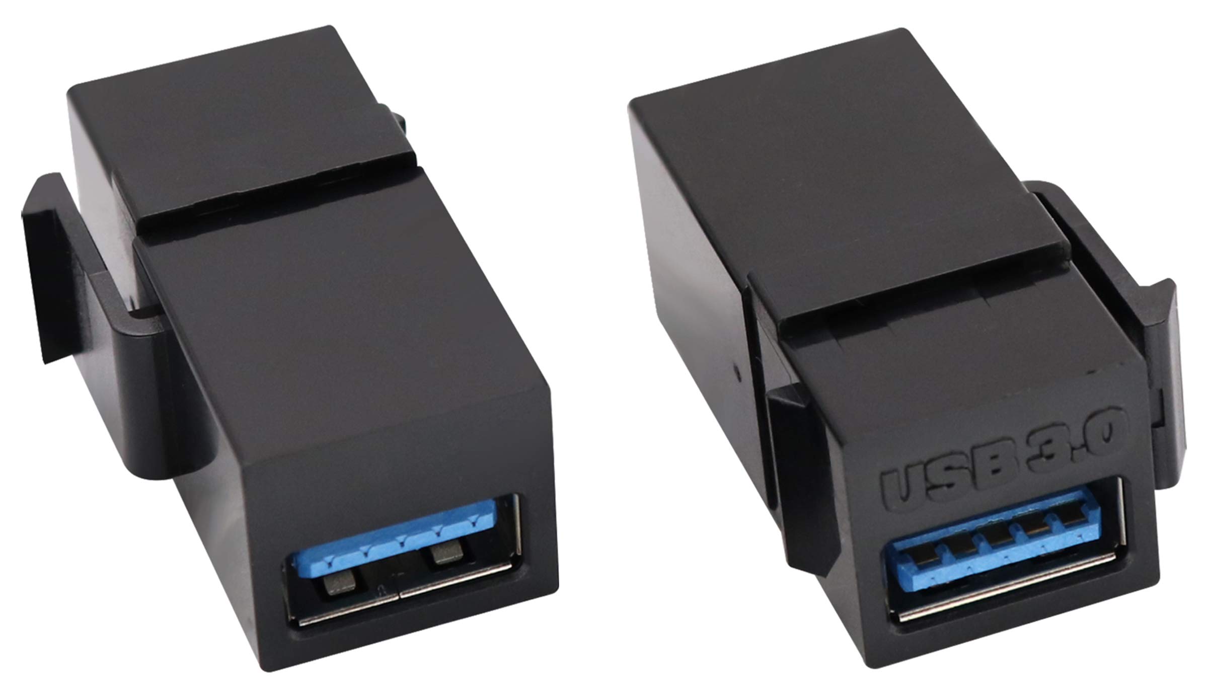 AAOTOKK USB Keystone Adapter USB 3.0 A Keystone Jack Insert Female to Female conector Adapter for Wall Plate Outlet Panel (Black/2 Pack)