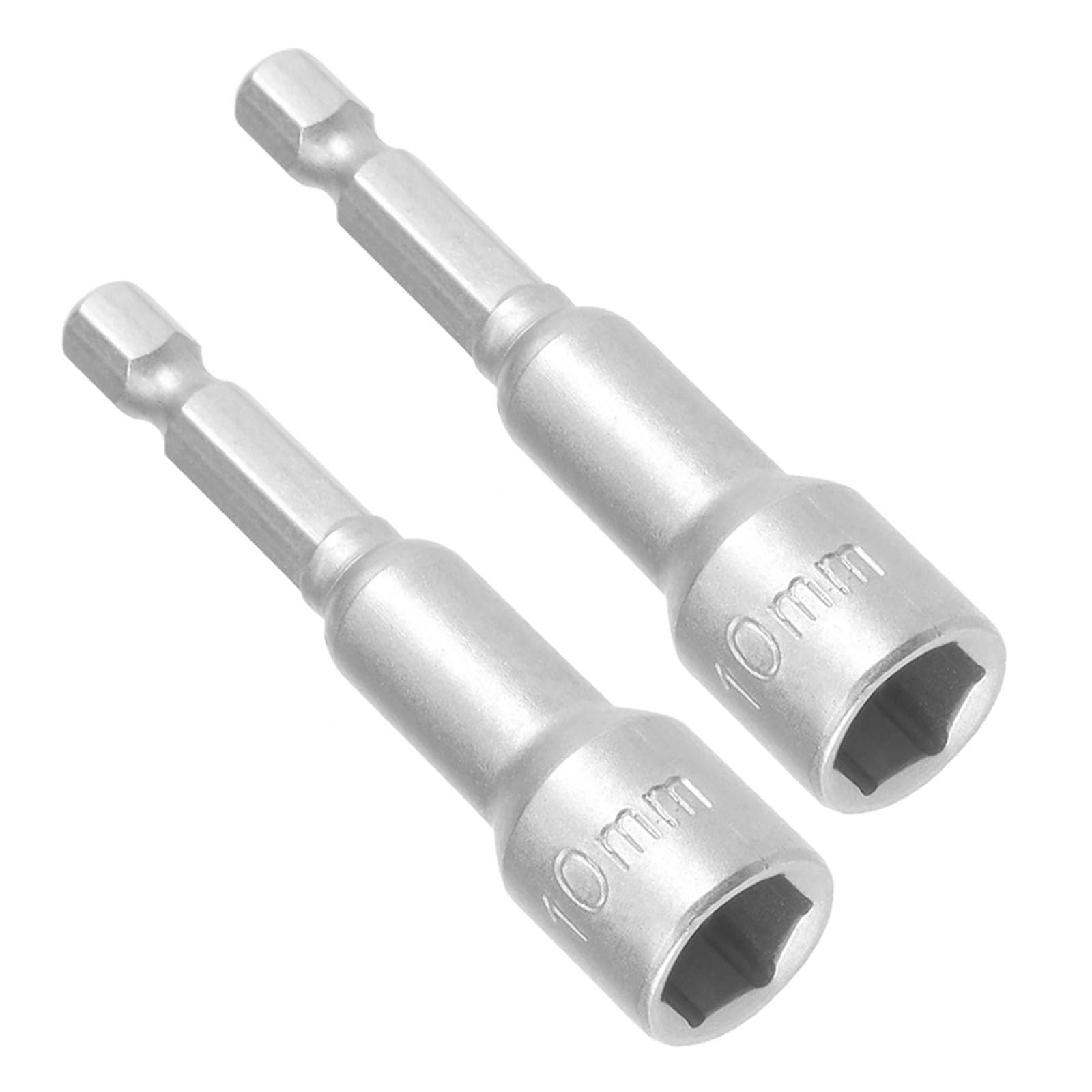 TOP-VIGOR 2Pcs 10mm Nut Setter Driver Drill Bit Set, 1/4 inch Hex Shank Quick Change, 65mm Length Metric Nut Driver Set for Woodworking, Auto Repairing, Machine Maintenance, Furnitures