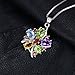 JewelryPalace Flower Multicolor 3.1ct Natural Amethyst Garnet Peridot Citrine Blue Topaz Pendant Necklace 925 Sterling Silver 18