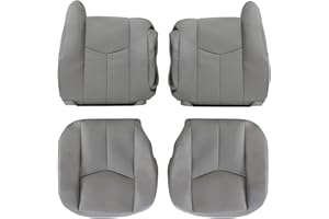 Priprilod # 922 Gray Driver & Passenger Bottom and Top Lean Back Replacement Seat Cover Compatible with Chevy Silverado Tahoe Suburban Avalanche GMC Sierra Yukon 2003 2004 2005 2006